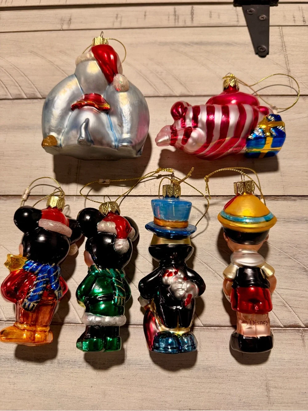RARE Set of 5 Classic Glass Disney Character Ornaments
